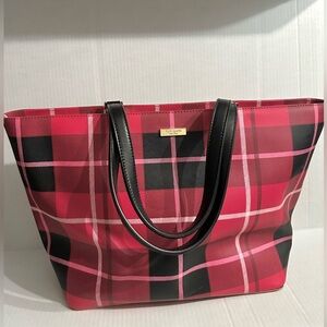Kate Spade Pink and Black Plaid Tote